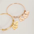 Personalized Heart Charm Bracelet Name Bangle