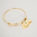 Personalized Heart Charm Bracelet Name Bangle