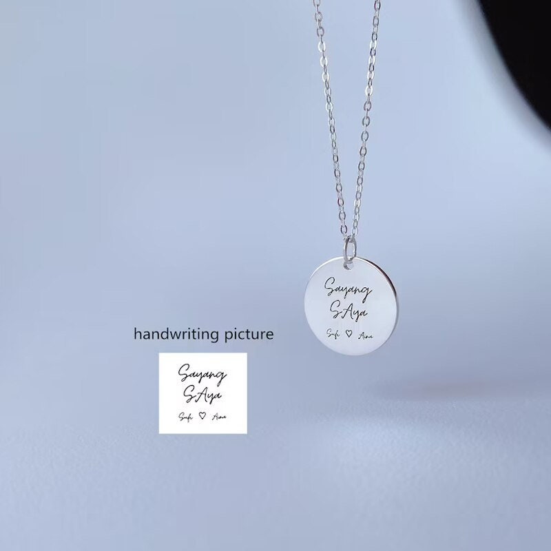 18K Gold Plated Actual Handwriting Necklace Memorial, Personalized Signature Remembrance Jewelry, Custom Engraved Jewelry, Handmade Jewelry