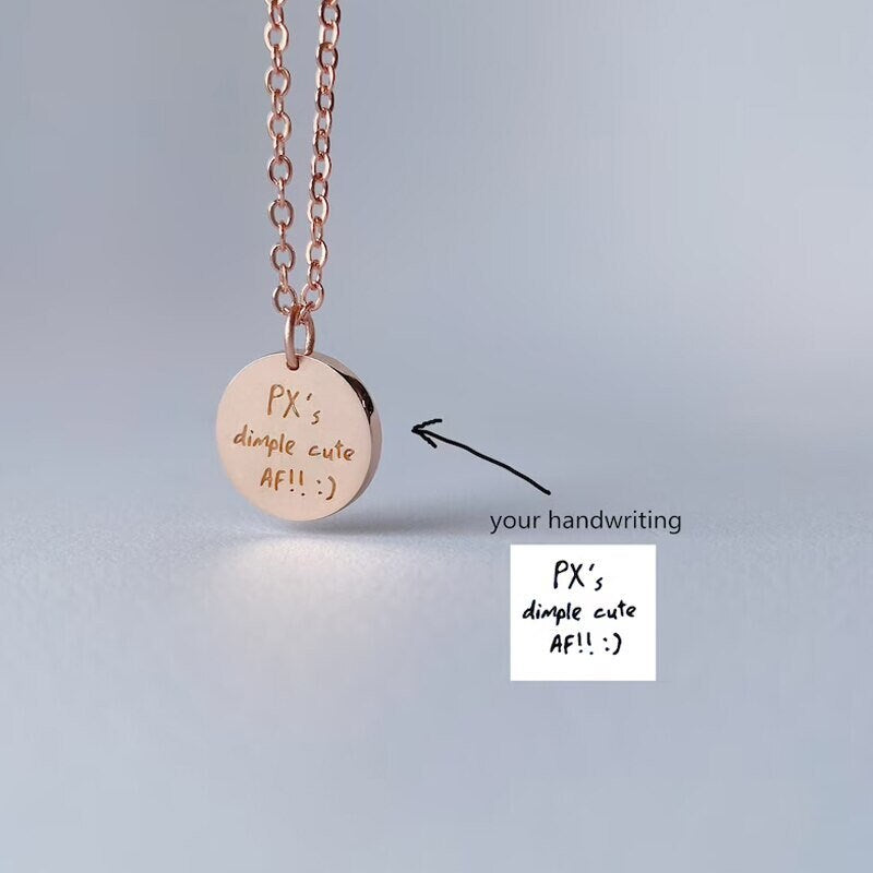 18K Gold Plated Actual Handwriting Necklace Memorial Personalized Signature Remembrance Jewelry Custom Engraved Jewelry, Handmade Jewelry