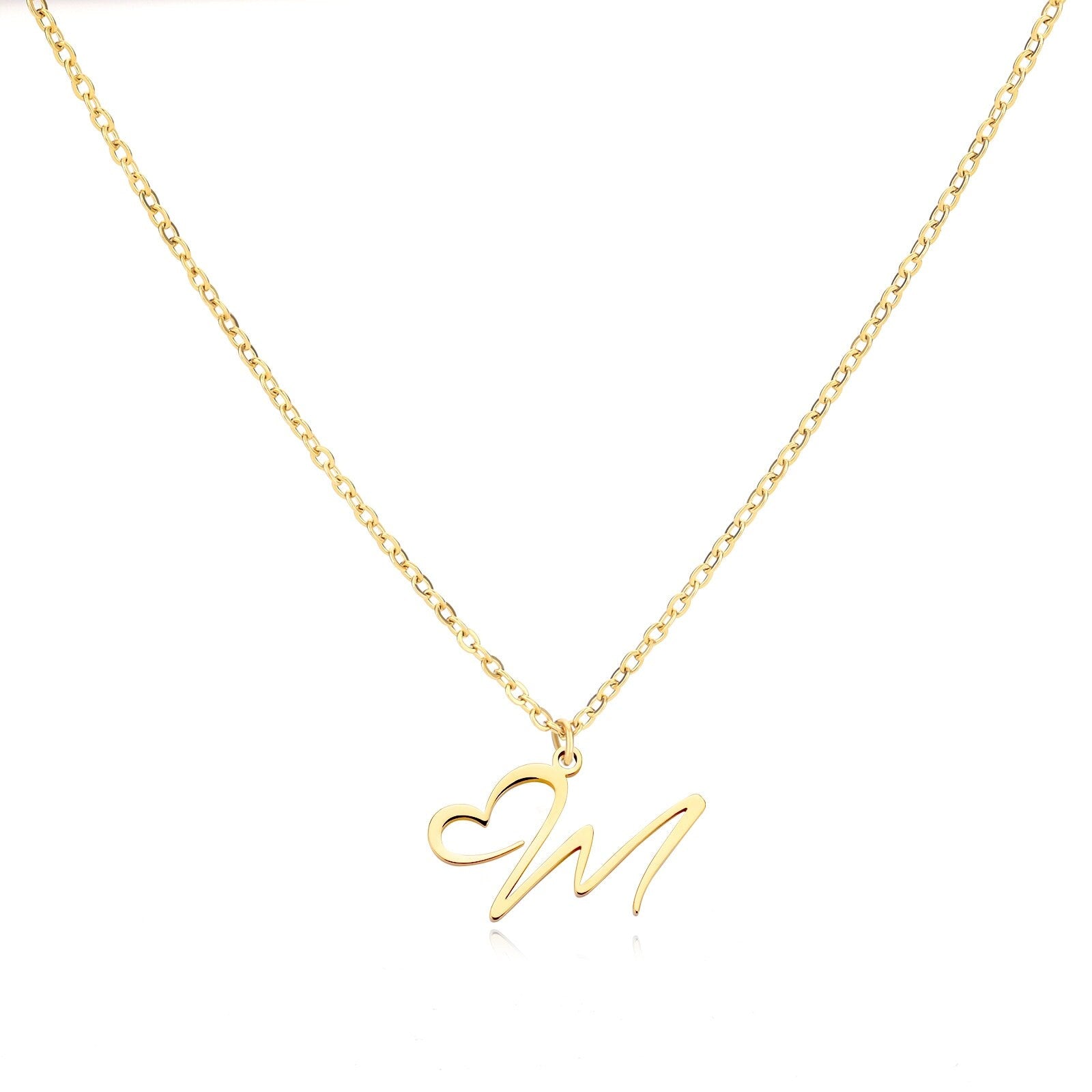 18K Gold Plated Personalized Letter Initial Heart Necklace, Letter Initial Pendant Customized Handmade Jewelry, Custom Pendant Gift for Her