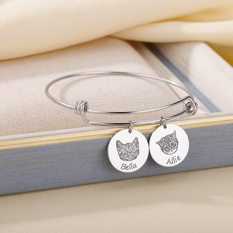 Personalized Custom Pet Portrait Bracelet Pet Memorial Charms