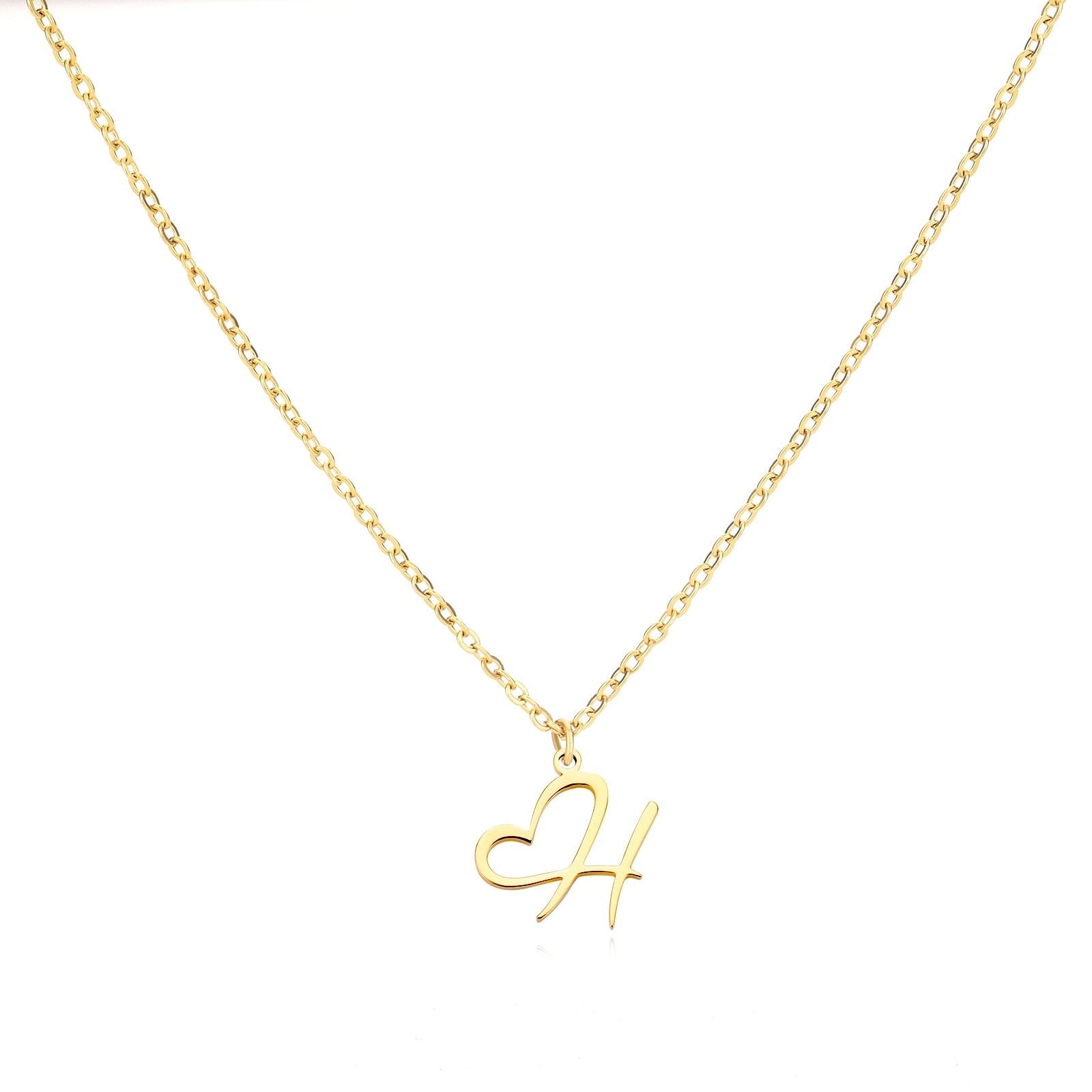 18K Gold Plated Personalized Letter Initial Heart Necklace, Letter Initial Pendant Customized Handmade Jewelry, Custom Pendant Gift for Her