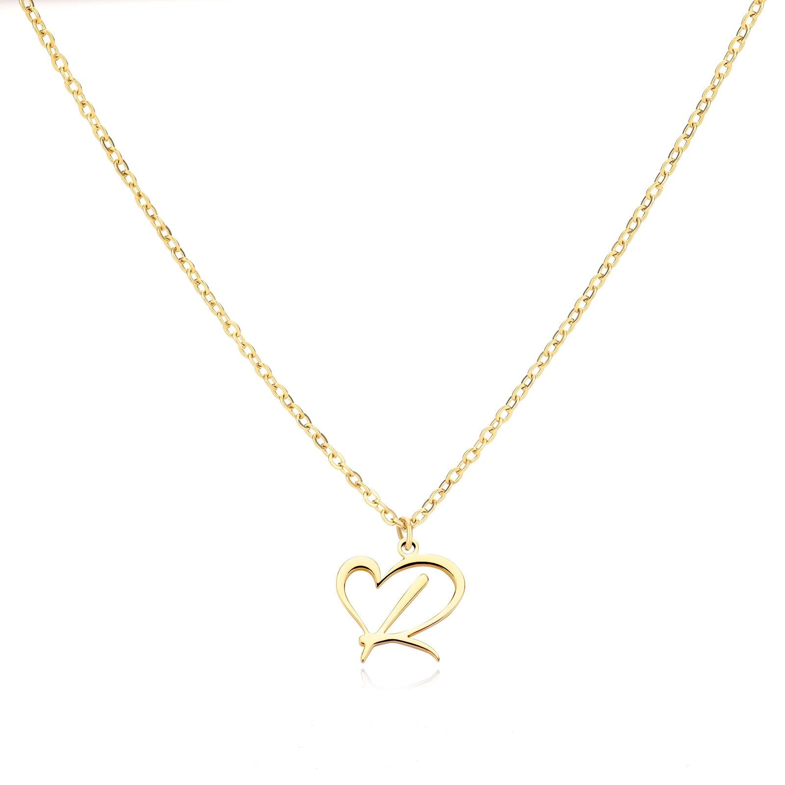 18K Gold Plated Personalized Letter Initial Heart Necklace, Letter Initial Pendant Customized Handmade Jewelry, Custom Pendant Gift for Her