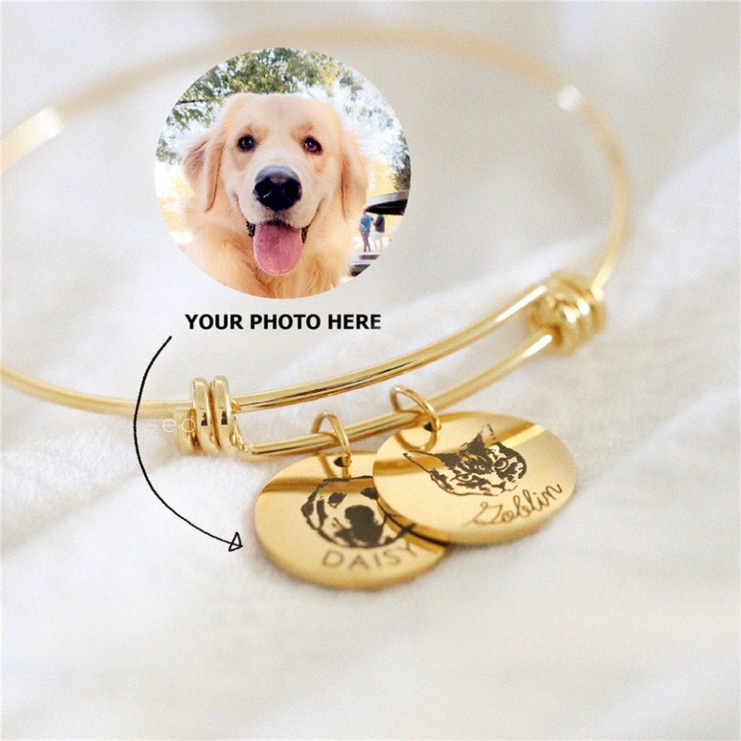 Personalized Custom Pet Portrait Bracelet Pet Memorial Charms