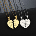 18K Gold Plated Personalized Engraved Split Hearts Shape Necklace Customized Jewelry Gift Engraved Heart Friendship Necklace Sharing Pendant