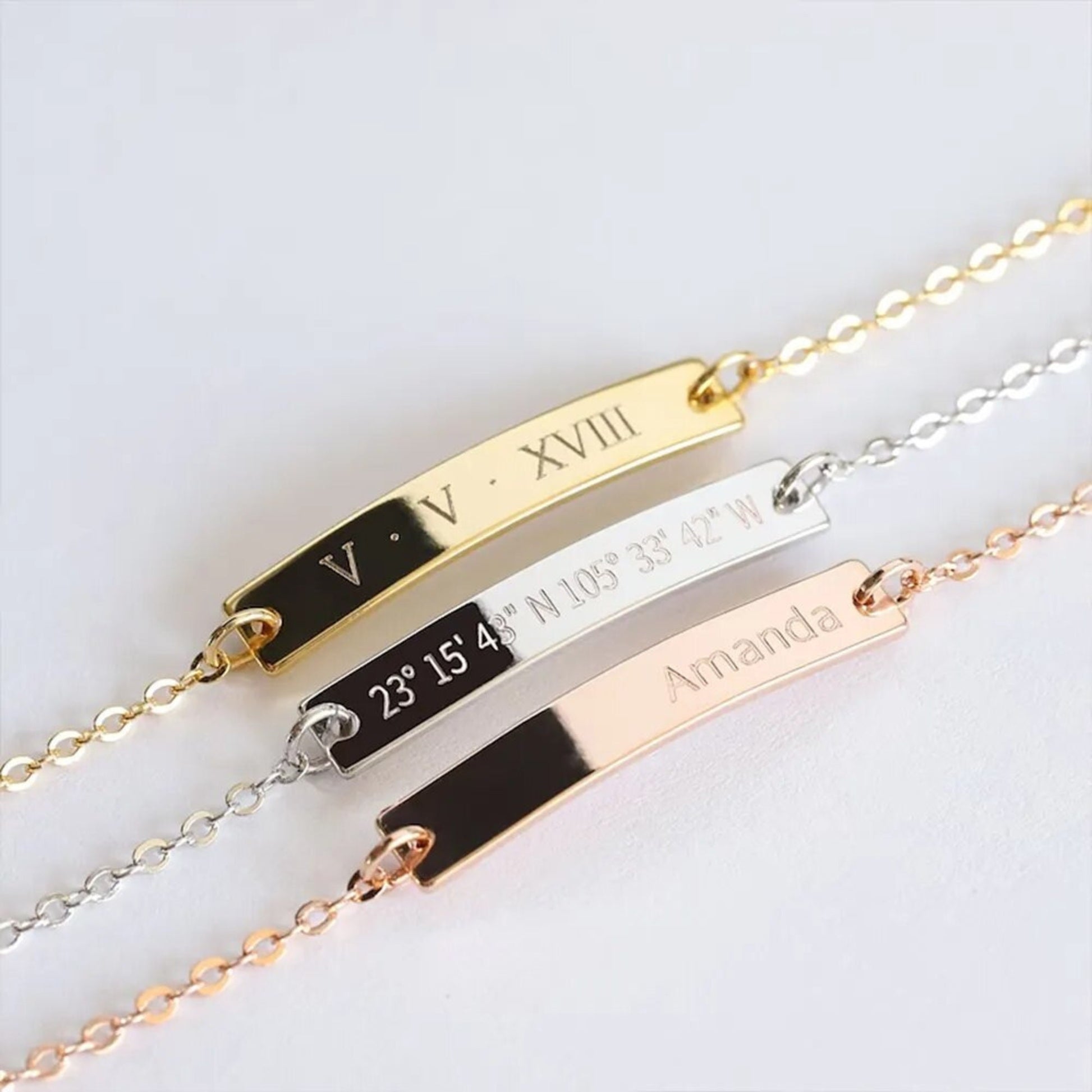 18K Gold Plated Personalized Engraved Name Bar Bracelet, Customized Jewelry Bracelet Monogram, Custom Name Bangle Bracelet, Gift For Her