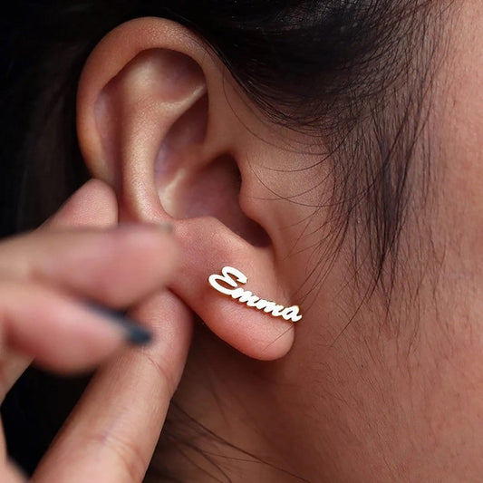 Name Earrings Custom Name Jewelry Minimalist Name Earrings Personalized Earrings Stud Earring