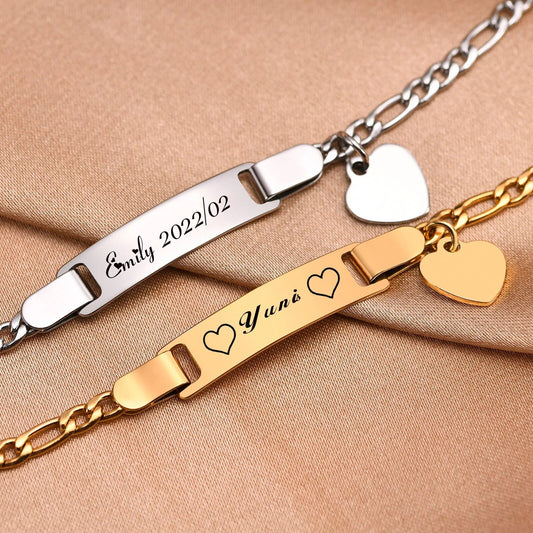 Personalized Baby Bracelet Custom Name Heart Bracelet