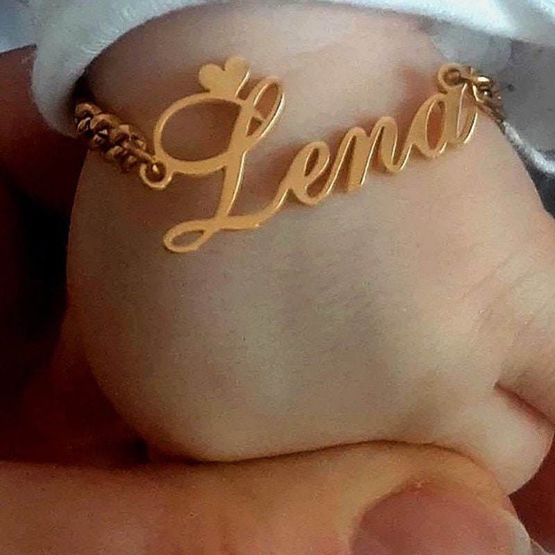 Personalized Baby Bracelet Custom Nameplate Handmade Unique Children Jewelry