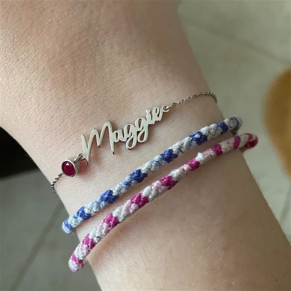 Custom Name Bracelet Personalized Birthstone Name