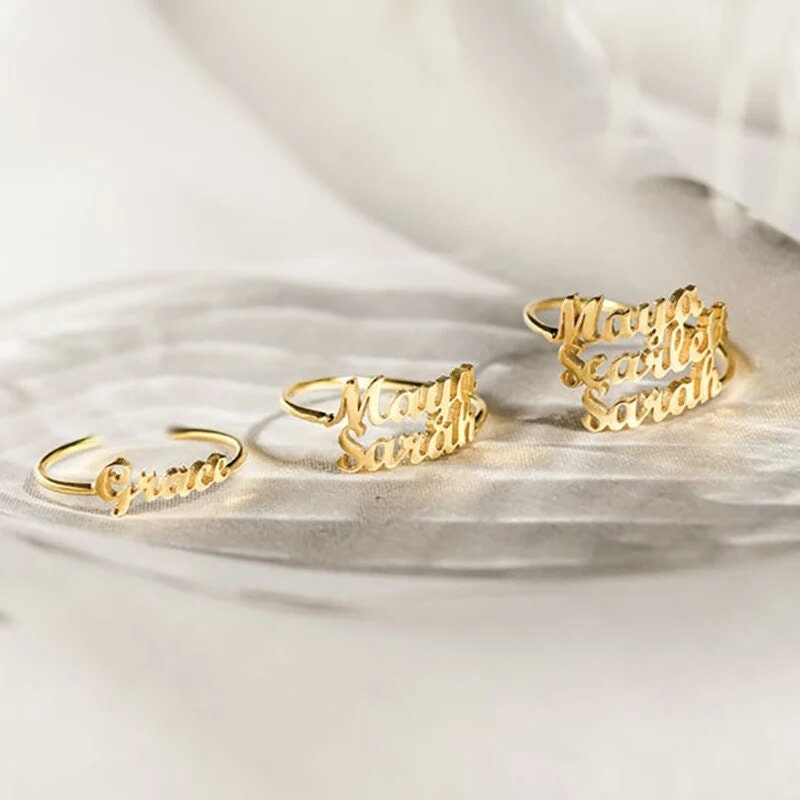 Personalized Custom Name Ring Adjustable Promise Ring Customized Couple