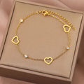 18K Gold Elegant Crystal Heart Charm Bracelet Sweet Hollow Heart Bracelet Chain Fashion Jewelry Best Friend Gift Heart Bangle Jewelry Gifts