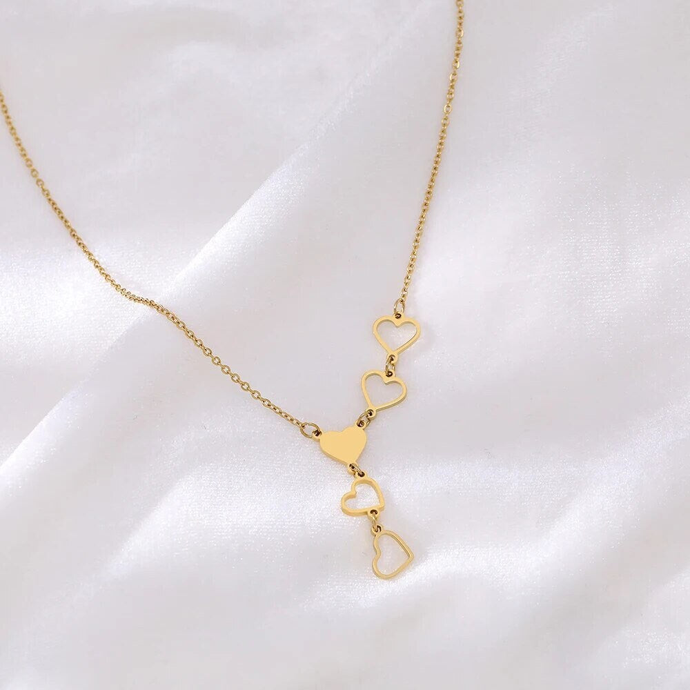 18K Gold Plated Long Heart Train Necklaces Pendant Jewelry Woman Fashion Jewelry Long Necklace Chain Charm Jewelry Gift Ideas Jewelry Gift