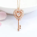 Crystal Zircon Love Key Necklace Pendant Jewelry Necklace Charm Jewelry Gift Key Necklace Luxury Heart Clavicle Chain Versatile Pendant