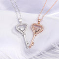 Crystal Zircon Love Key Necklace Pendant Jewelry Necklace Charm Jewelry Gift Key Necklace Luxury Heart Clavicle Chain Versatile Pendant