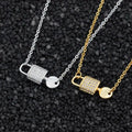 18K Gold Crystal Bijoux Femme Lock And Key Necklace Pendant Jewelry Woman Fashion Jewelry Charm Jewelry Gift Lock And Key Necklace Choker