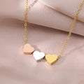 18K Gold 3 Sweetheart Heart Multicolor Necklace Pendant Jewelry Woman Fashion Necklace Charm Jewelry Gift Choker Small Heart Chain Necklace