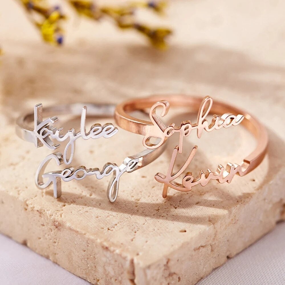 Personalized Custom Name Ring Promise Ring Jewelry Customized Couple Promise Rings