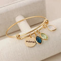 Personalized Custom Engraved Names Birthstone Bangle Bracelet