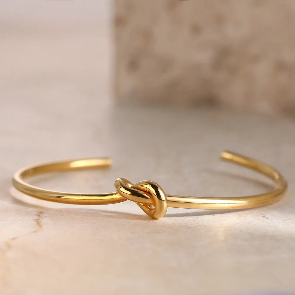 18K Gold Plated Minimalist Twist Bangle Bracelet, Unique Jewelry For Bridal Wedding Gift Bangle Jewelry Gift, Gift For Mom, Gift For Friend