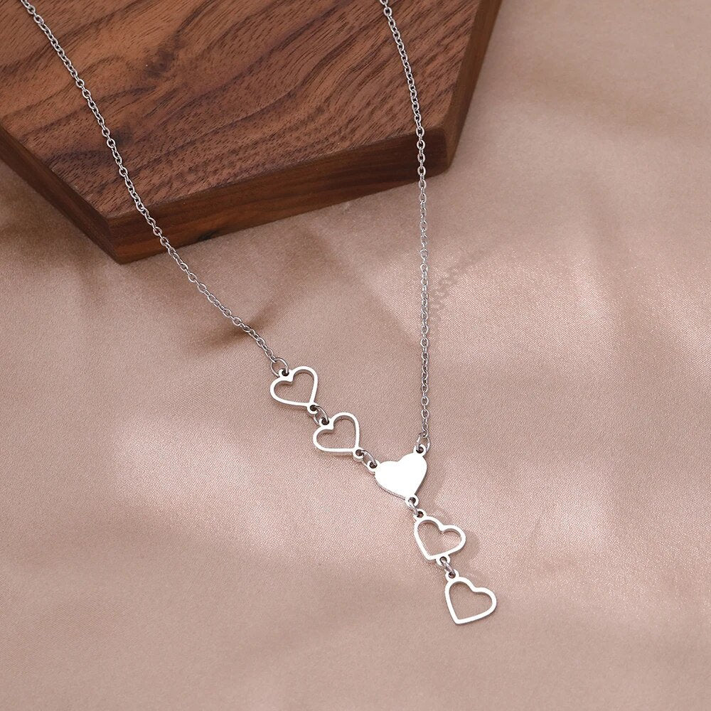 18K Gold Plated Long Heart Train Necklaces Pendant Jewelry Woman Fashion Jewelry Long Necklace Chain Charm Jewelry Gift Ideas Jewelry Gift