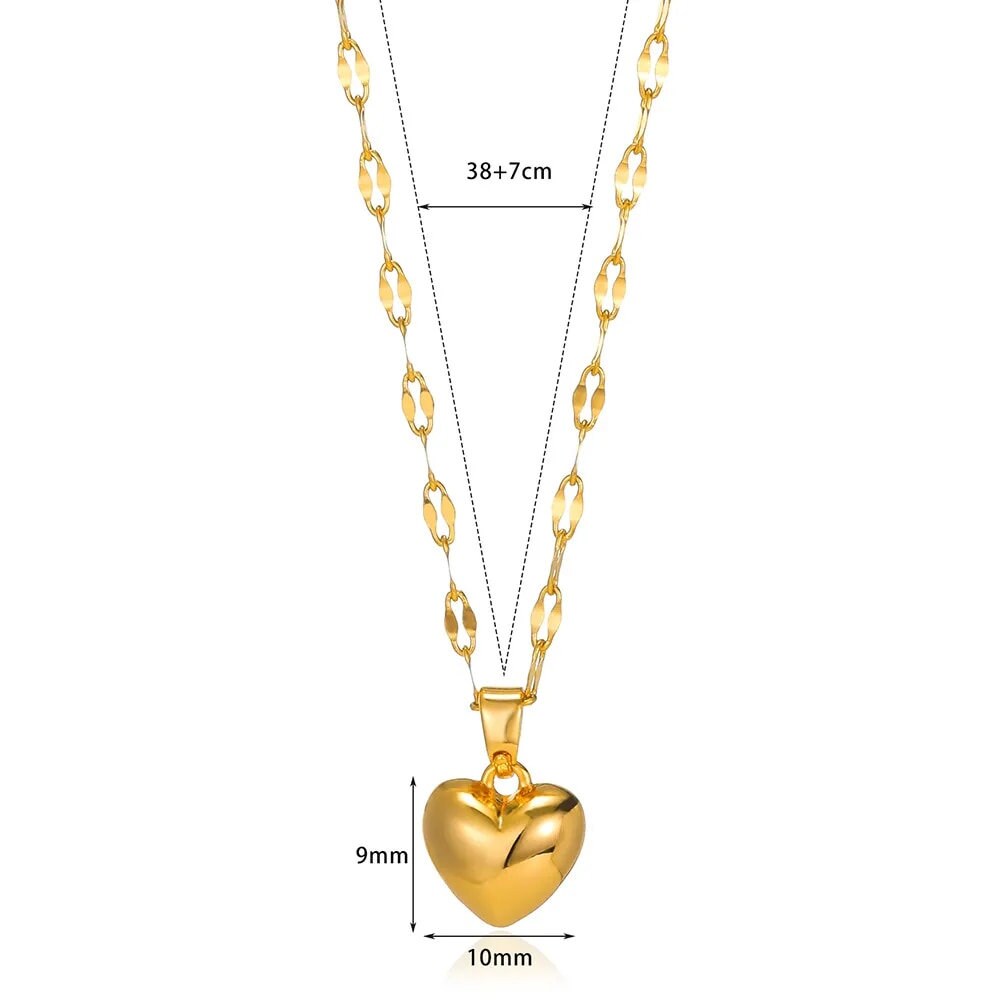 18K Gold Plated Dainty Love Heart Necklace Pendant, Lip Chain Love Heart Jewelry Pendant Jewelry Love Heart Necklace for Anniversary Gift