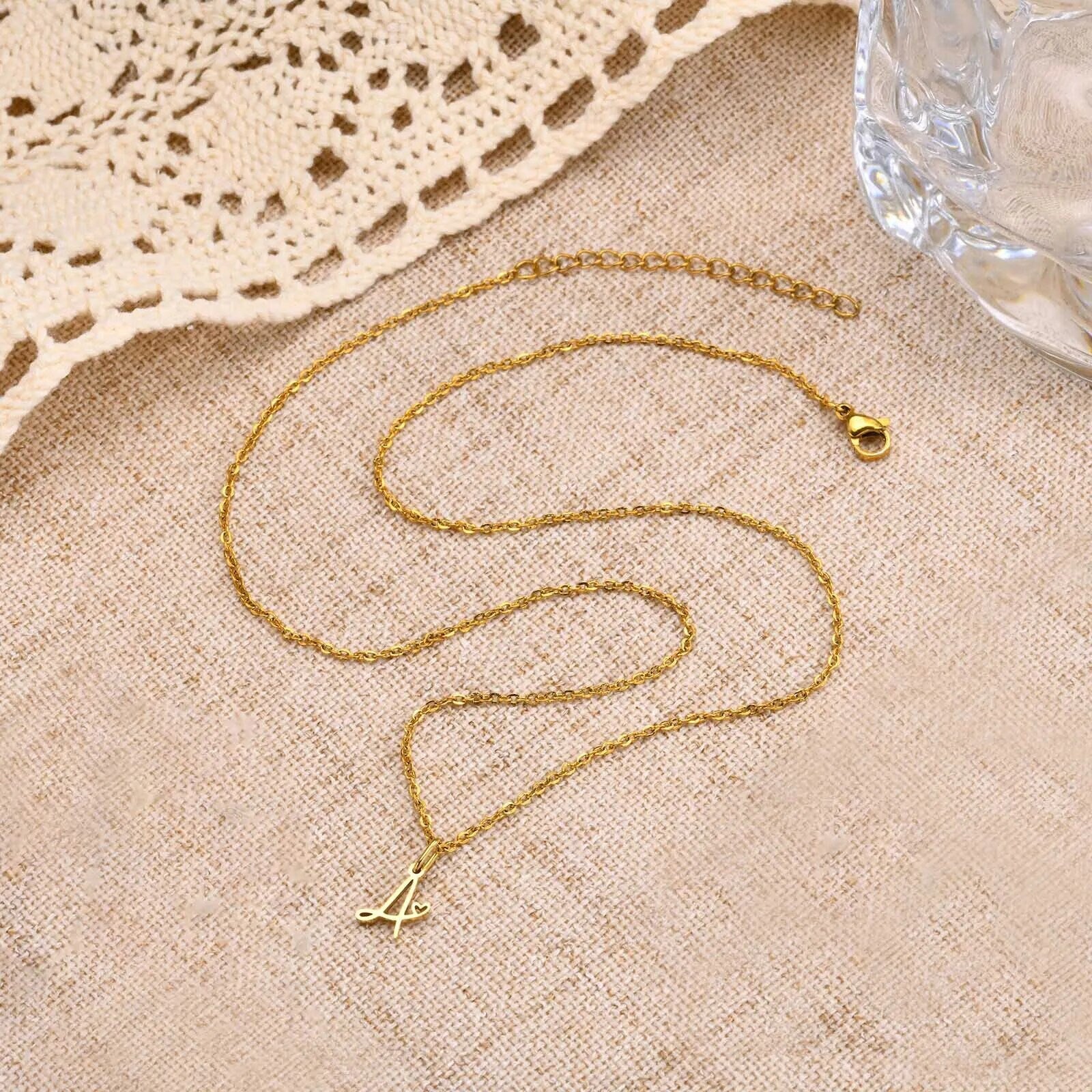 18K Gold Plated Personalized Letter Initial Necklace A-Z Letters Initial Pendant Customized Handmade Jewelry, Custom Pendant Gift for Her