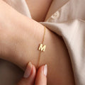 18K Gold Plated Personalized Initial Tiny Letter Bracelet Customized A-Z Bangle Custom Bracelet Jewelry Dainty Minimalist Handmade Jewelry