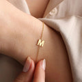 18K Gold Plated Personalized Initial Tiny Letter Bracelet Customized A-Z Bangle Custom Bracelet Jewelry Dainty Minimalist Handmade Jewelry