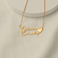 18K Gold Plated Personalized Two Name Heart Necklace Customized Necklace Handcrafted Custom Jewelry Nameplate Pendant Gifts For Mom, For Her