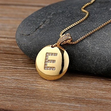 18K Gold Plated Personalized Initial Charm Letter Necklace Customized A-Z Custom Pendant Necklace Jewelry Dainty Minimalist Zircon Handmade