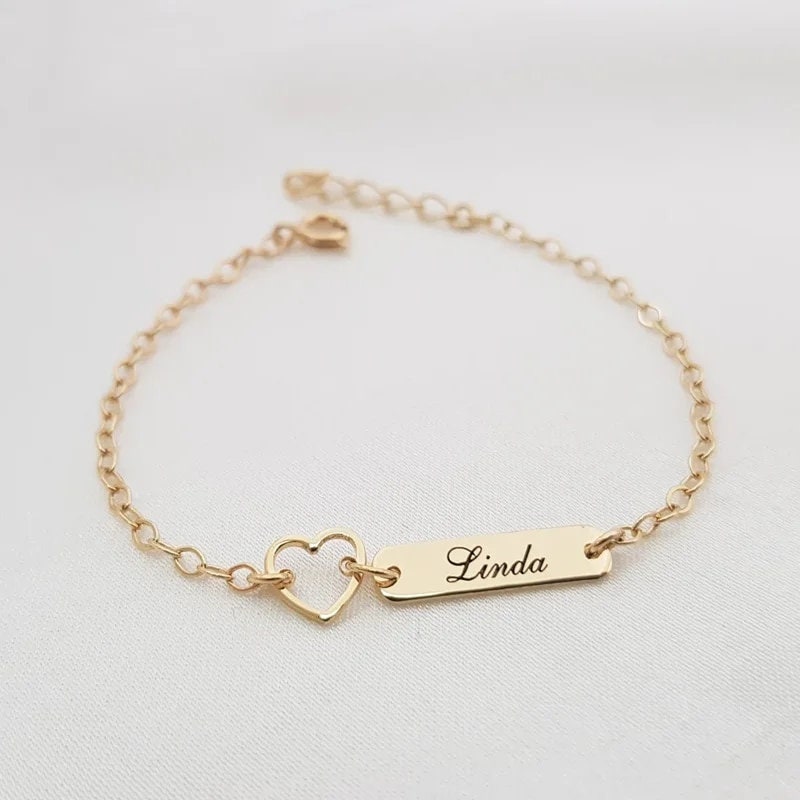 18K Gold Plated Personalized Name Bracelet, Customized Name Bracelet Handcrafted Custom Jewelry, Nameplate Jewelry Gift For Mom, For Her