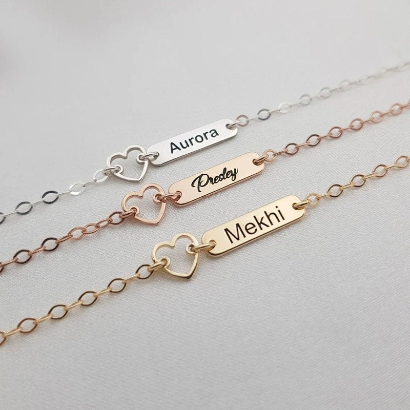 18K Gold Plated Personalized Name Bracelet, Customized Name Bracelet Handcrafted Custom Jewelry, Nameplate Jewelry Gift For Mom, For Her