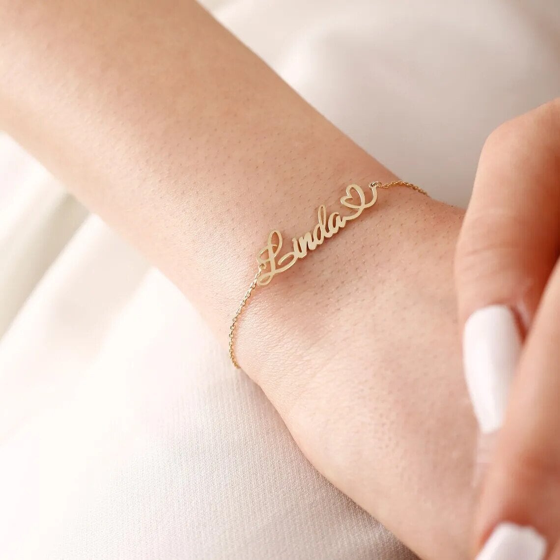 18K Gold Plated Personalized Name Bracelet, Customized Name Bracelet Handcrafted Custom Jewelry, Nameplate Jewelry Gift For Mom, For Her