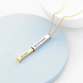 18K Gold Plated Personalized Hidden Message Necklace Customized 3D, 4 Sides Bar Engraved Name Pendant Jewelry Custom Monogram Handmade Gift