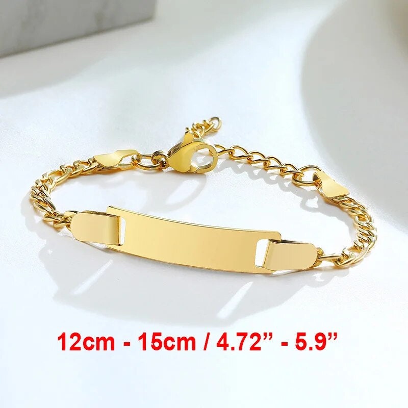 18K Gold Plated Personalized Baby Bracelet, Customized Name Jewelry, Nameplate Engraved Baby Bangle Custom Children's Jewelry For Baby Gift