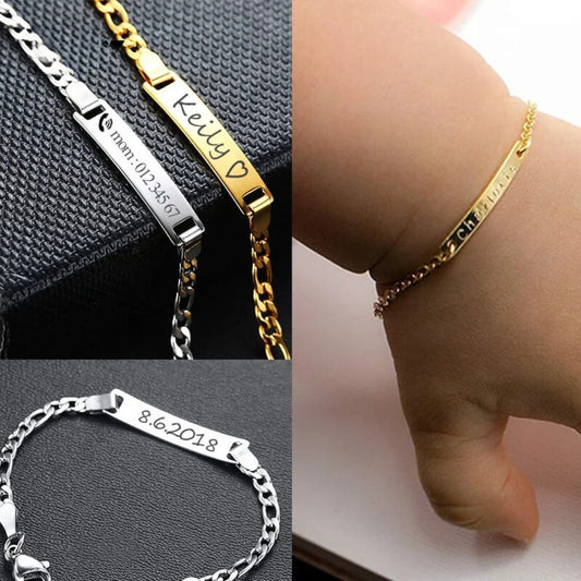 18K Gold Plated Personalized Baby Bracelet, Customized Name Jewelry, Nameplate Engraved Baby Bangle Custom Children's Jewelry For Baby Gift