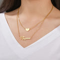 18K Gold Plated Personalized Name Necklace Double Layer With Heart, Customized Name Necklace, Handcrafted Custom Jewelry Nameplate Pendant