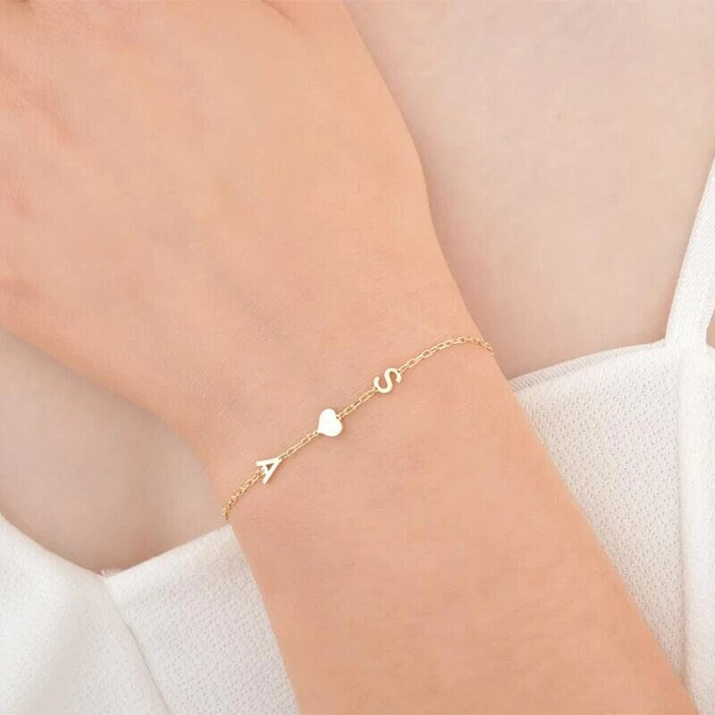 18K Gold Plated Personalized Initial Letter Bracelet Custom Name Jewelry Tiny Initial Bracelet Customized Jewelry Gift, Name Letter Bracelet