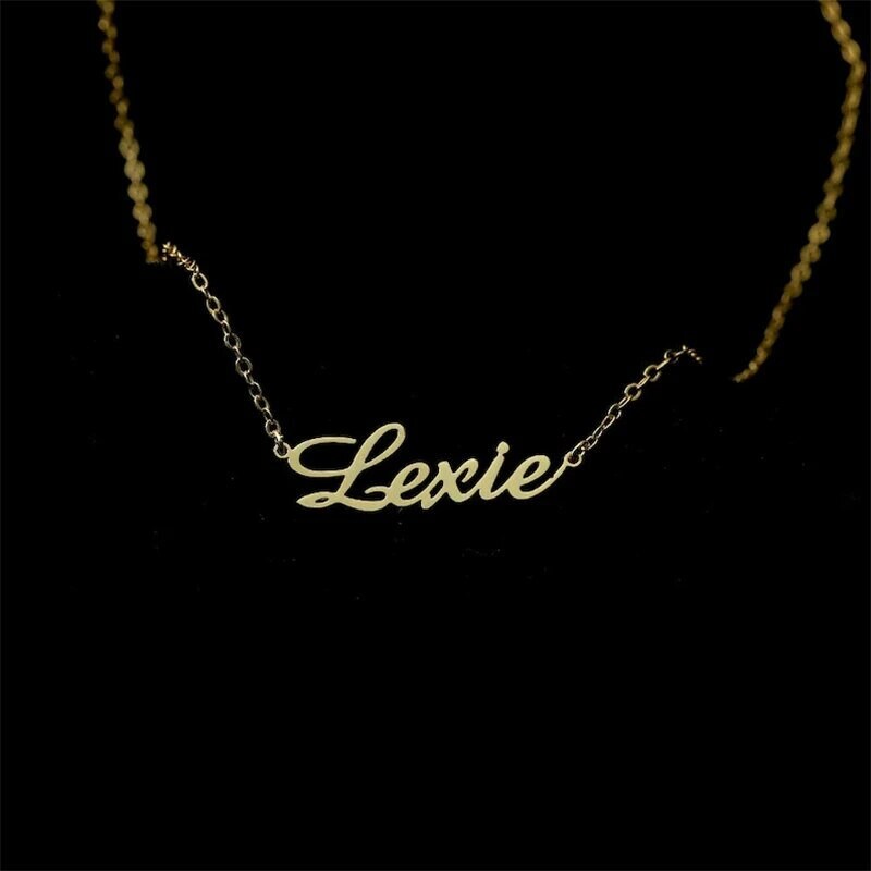 18K Gold Plated Personalized Name Necklace, Customized Name Necklace Handcrafted Custom Jewelry, Nameplate Pendant Gifts For Mom, For Her