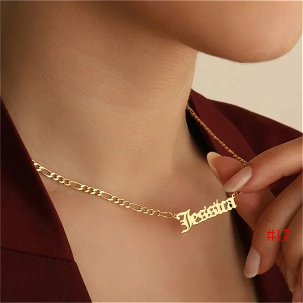 18K Gold Plated Personalized Name Necklace, Customized Name Necklace Handcrafted Custom Jewelry, Nameplate Pendant Gifts For Mom, For Her