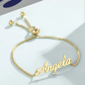 18K Gold Plated Personalized Name Bracelet, Customized Name Adjustable Bracelet Handcrafted Custom Jewelry, Nameplate Jewelry Gift For Her