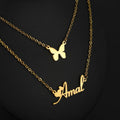 18K Gold Plated Personalized Name Necklace Double Layer Star Butterfly Customized Name Necklace Handcrafted Custom Jewelry Nameplate Pendant