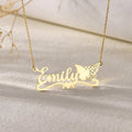 18K Gold Plated Personalized Name Necklace Butterfly Birth Month Customized Name Necklace Handcrafted Custom Jewelry Nameplate Pendant Gift