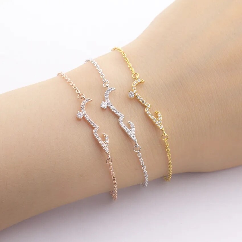 18K Gold Plated Personalized Arabic Calligraphy Crystal Arabic Word "Love" Bracelet, Customized Jewelry Handcrafted Custom Jewelry Bracelet