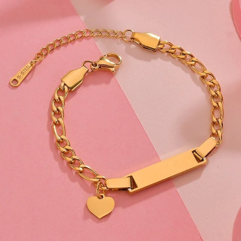 18K Gold Plated Personalized Baby Bracelet Customized Name Jewelry Nameplate Engraved Baby Bangle Custom Children's Jewelry For Baby Gift