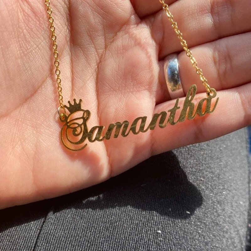 18K Gold Plated Personalized Name Heart Necklace Customized Name Necklace Handcrafted Jewelry Custom Nameplate Pendant Gift For Mom, Wife