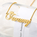 18K Gold Plated Personalized Name Crown Necklace, Customized Name Necklace Handcrafted Jewelry Custom Nameplate Pendant Gift For Mom, Wife