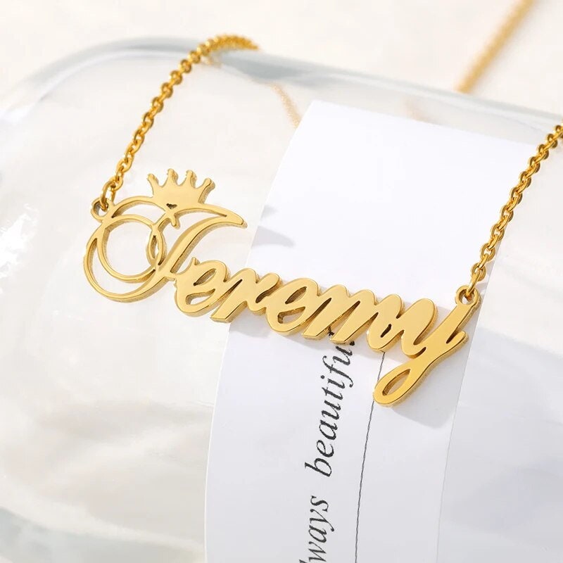 18K Gold Plated Personalized Name Heart Necklace Customized Name Necklace Handcrafted Jewelry Custom Nameplate Pendant Gift For Mom, Wife